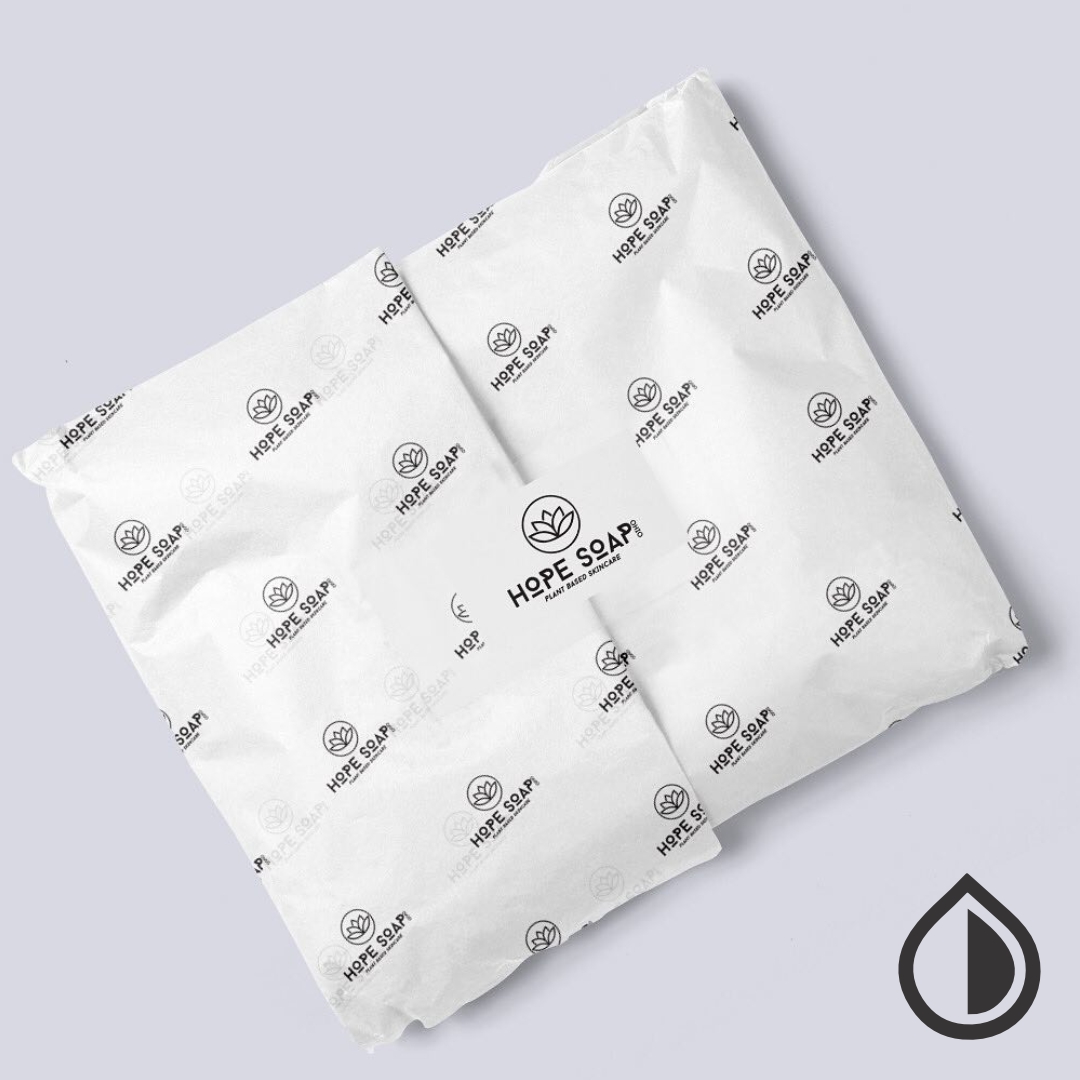 Custom printed tissue paper with logo and branding used for packaging, wrapping, and gift presentation in Dubai.
