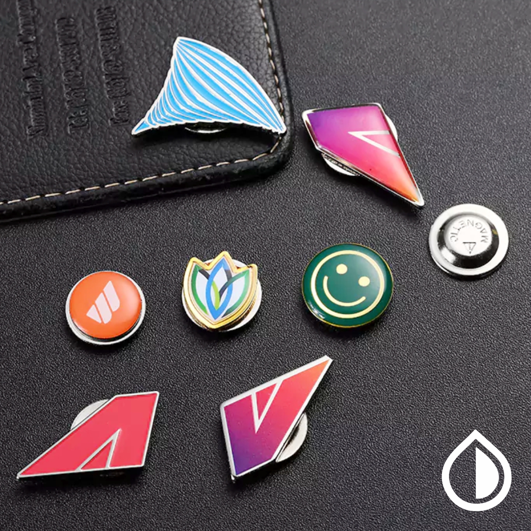 Magnetic name badge with custom logo and employee name, professionally printed in Dubai for staff uniforms and branding.