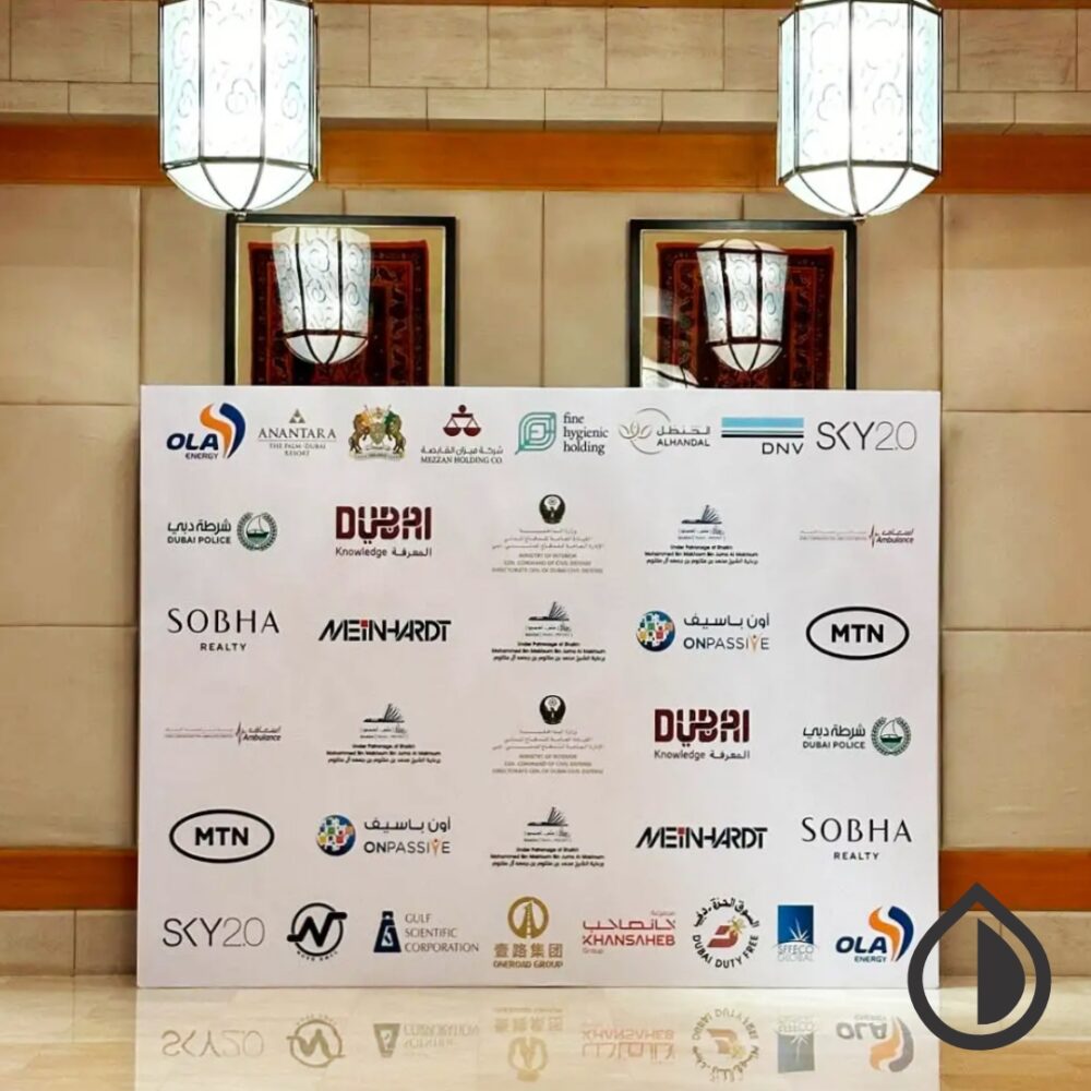 Custom printed backdrops for events, trade shows, and branding in Dubai. High-quality fabric, vinyl, and mesh options with vibrant full-color prints.