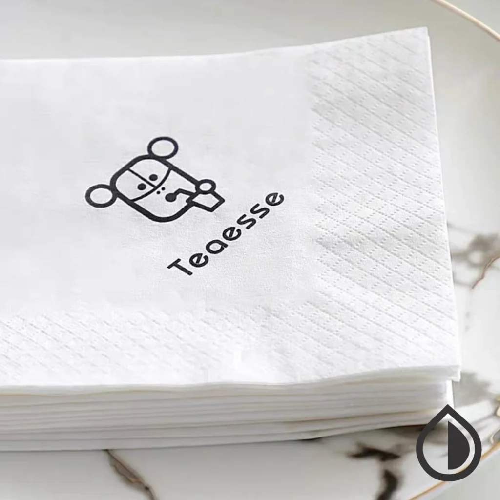 Printed paper napkins with logo branding for restaurants, cafes, and corporate events