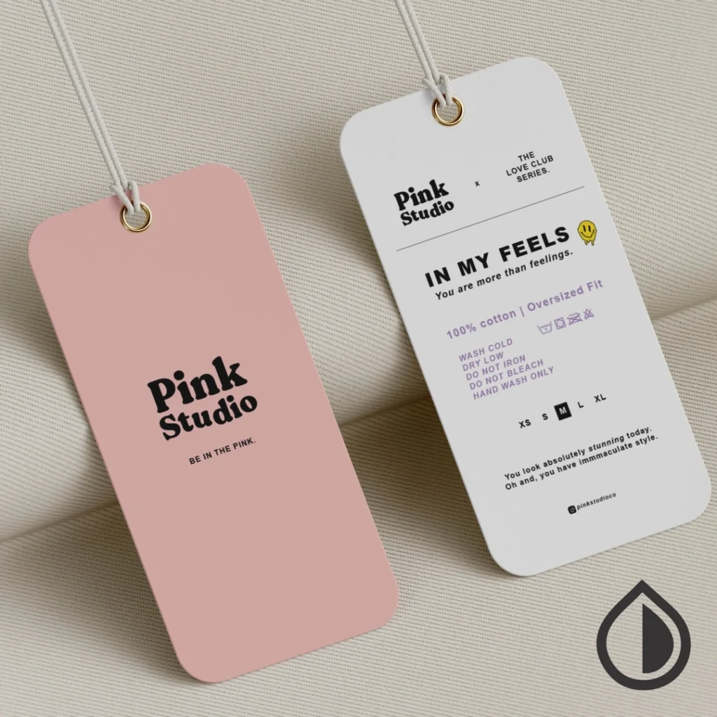 Custom paper hang tags with premium finishing for retail, clothing, and product branding