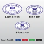 Oval stamp size options including 5.5×3.5 cm, 5×3 cm, and 4.5×3 cm for custom stamping