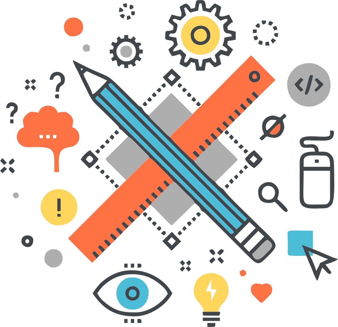 Creative tools illustration representing graphic design services