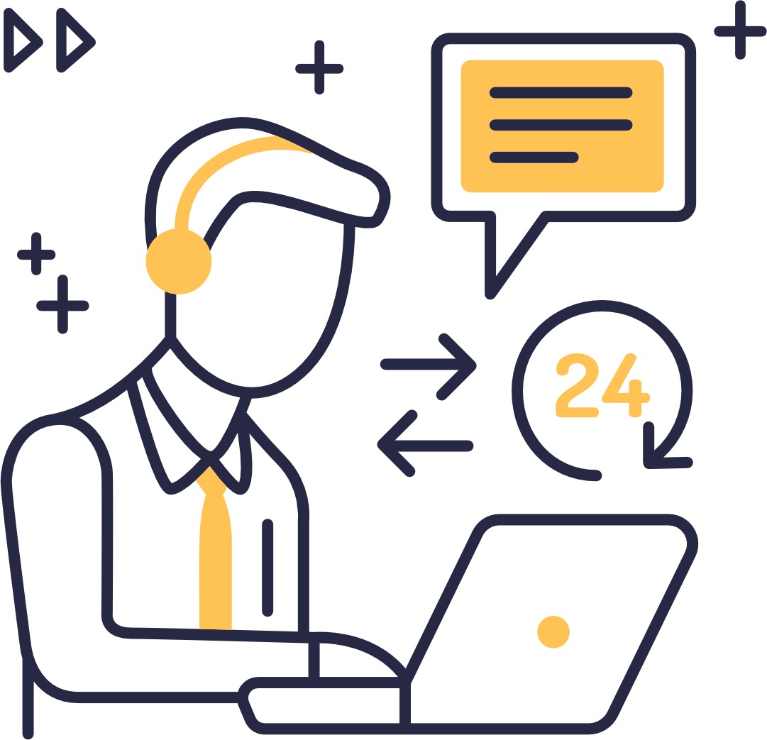 24/7 online customer support illustration